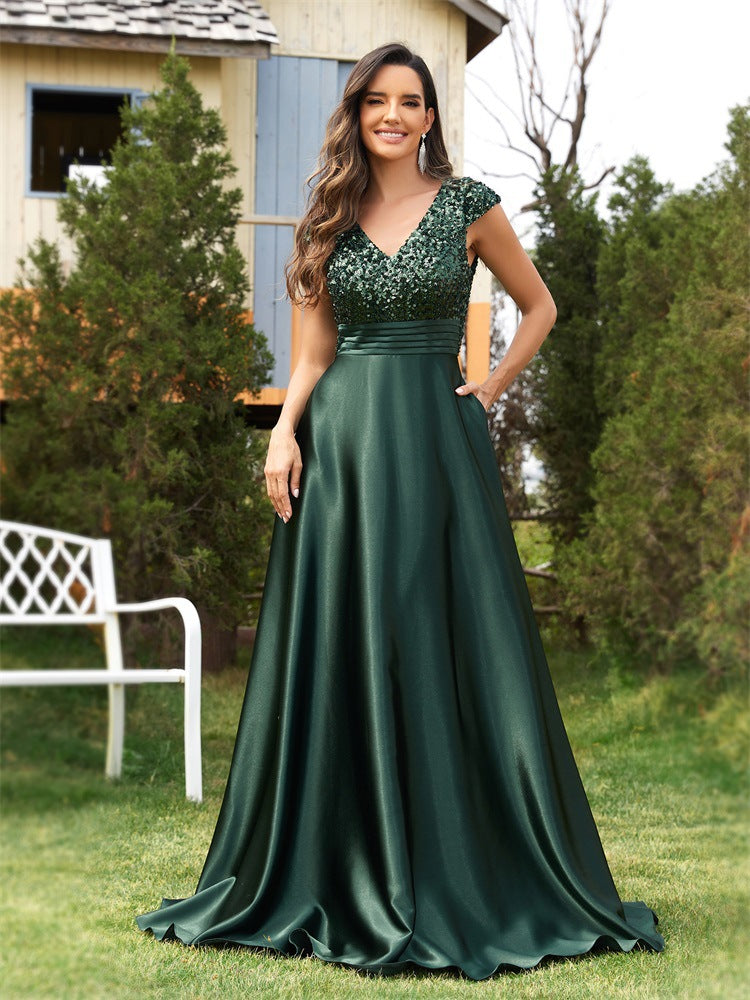 Women's new style party long sequined banquet evening dress