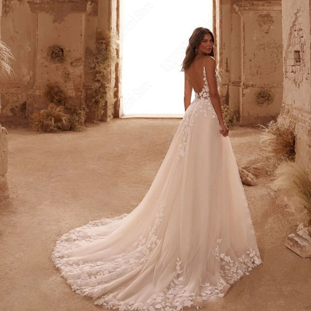 Strapless Bridal Wedding Dress Outdoor Church Wedding Trailing Wedding Dress