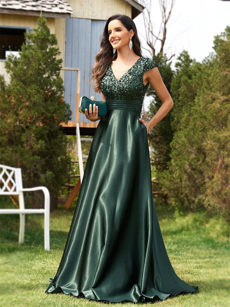 Women's new style party long sequined banquet evening dress