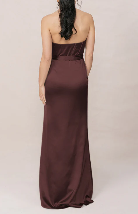 Sheath beading flow satin dress high-end exquisite light luxury celebrity evening dress waisted temperament long skirt