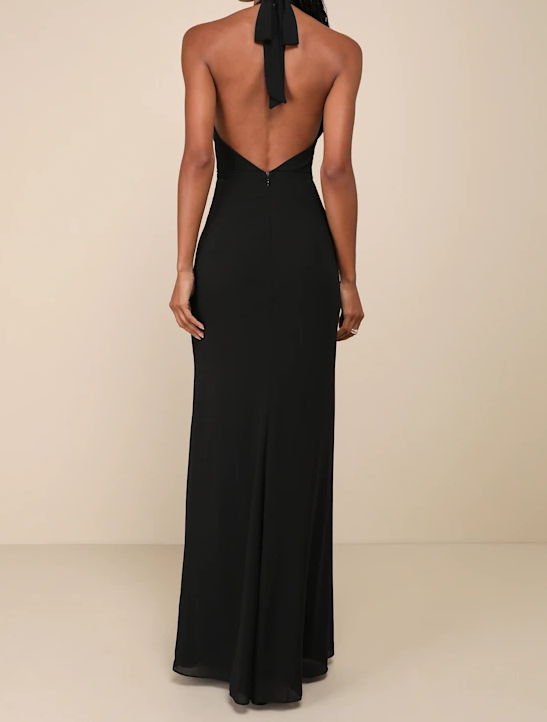 French senior sexy chain neck dress female spring and summer temperament celebrity party evening dress package hip long skirt