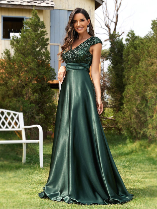Women's new style party long sequined banquet evening dress