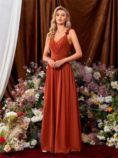 V-neck halter evening dress with lace pleats and open back sexy party dress bridesmaid dress