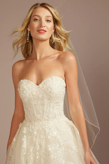 Bridal one-shoulder lace wedding dress high-end custom train style three-dimensional cutting exclusive design