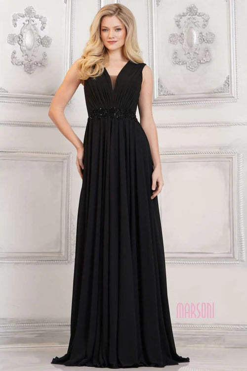 Slate Blue V-Neck Chiffon A-Line Dress Expertly Designed For Female With High-Quality Chiffon