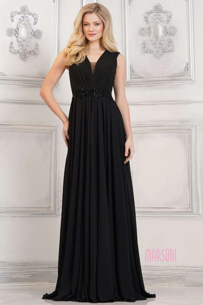 Slate Blue V-Neck Chiffon A-Line Dress Expertly Designed For Female With High-Quality Chiffon